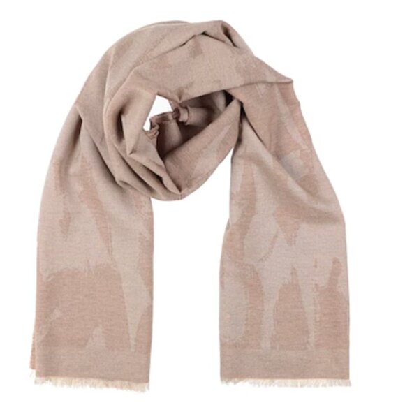 Alexander McQueen Accessories - Alexander McQueen Graffiti Wool Silk Blend X-Large Scarf Tan